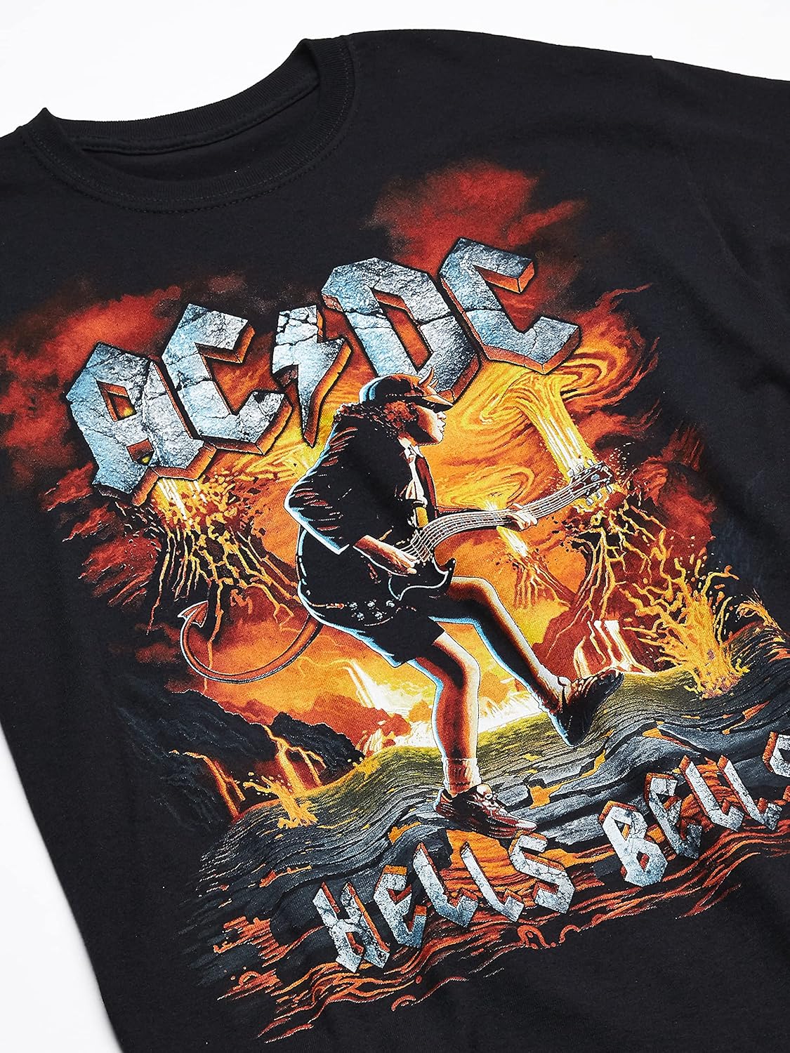 Liquid Blue Men's Ac/Dc Rock Eruption Short Sleeve T-Shirt Medium Black